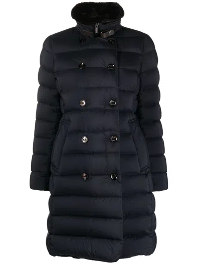 Moorer Double Breasted Long Down Jacket Longan In Black