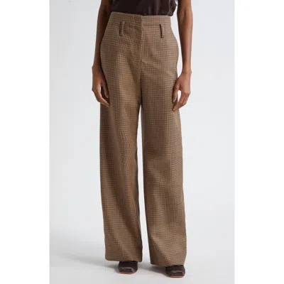 A.l.c . Liam Houndstooth Wide Leg Wool Pants In Gold