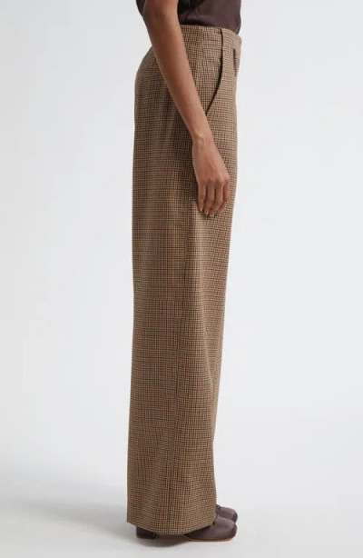 A.l.c . Liam Houndstooth Wide Leg Wool Pants In Gold
