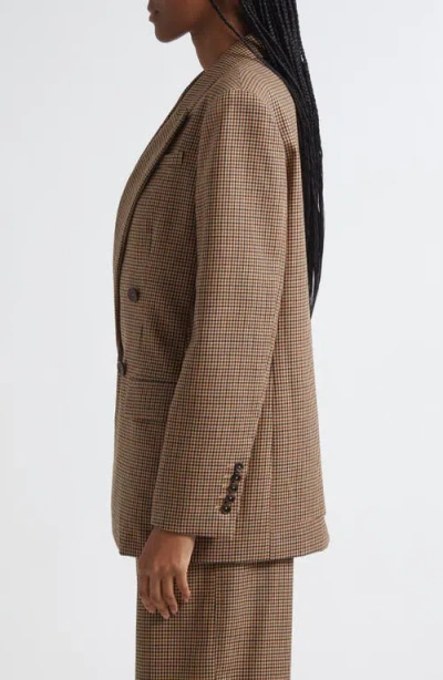 A.l.c . Calla Houndstooth Wool Double Breasted Blazer In Brown