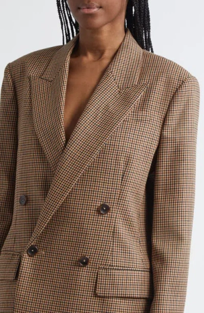 A.l.c . Calla Houndstooth Wool Double Breasted Blazer In Brown
