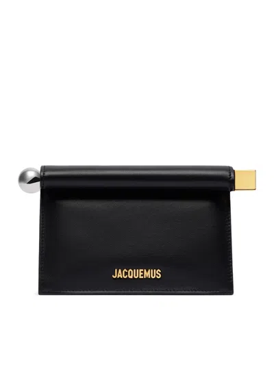 Jacquemus La Pochette Rond Carre Leather Clutch In Black