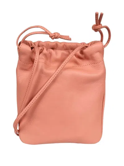 Il Bisonte Bellini Drawstring Leather Bucket Bag In Pink