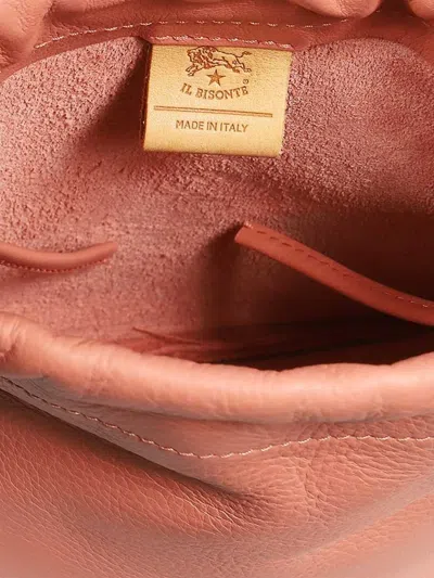 Il Bisonte Bellini Drawstring Leather Bucket Bag In Pink