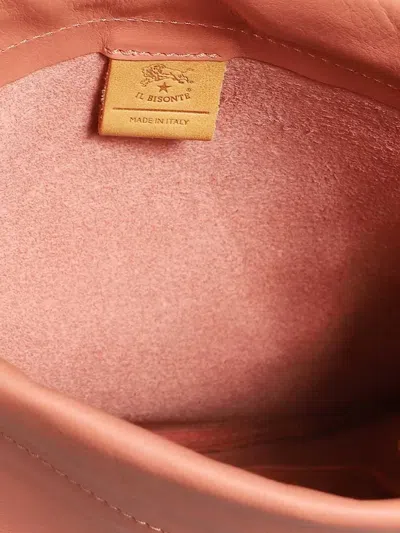 Il Bisonte Bellini Drawstring Leather Bucket Bag In Pink