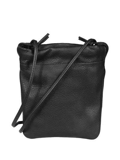 Il Bisonte Drawstring Leather Bucket Bag In Black