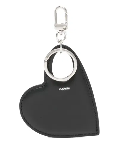 Coperni Heart-shaped Leather Keyring In Black