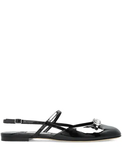 Jimmy Choo 'belinda Sb Flat' Leather Ballet Flats In Black