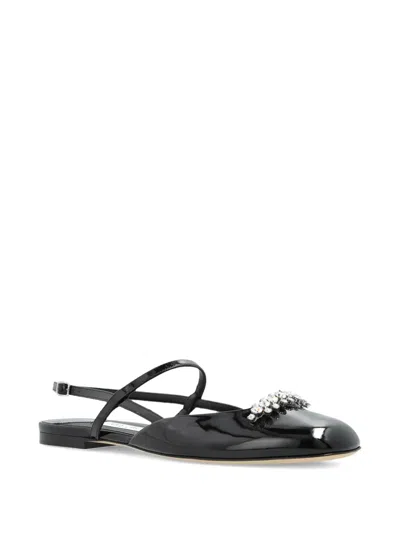 Jimmy Choo 'belinda Sb Flat' Leather Ballet Flats In Black