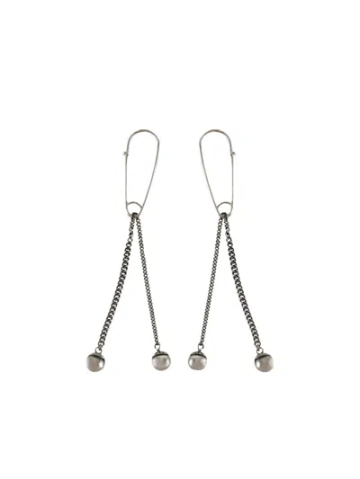 Werkstatt:münchen Safety-pin Chain Earrings In Metallic