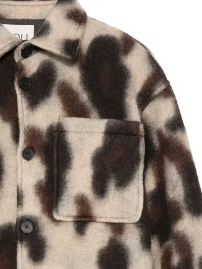 Douuod Animal-print Button-up Jacket In Brown