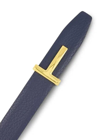 Tom Ford Reversible Logo-buckle Leather Belt In Blue