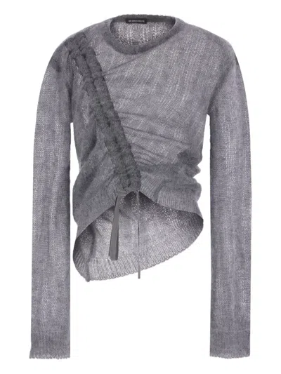 Ann Demeulemeester Zinaida Drawstring Sweater In Gray