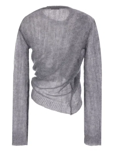 Ann Demeulemeester Zinaida Drawstring Sweater In Gray