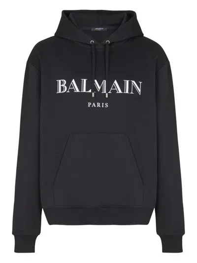 Balmain Logo-print Hoodie In Black