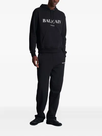 Balmain Logo-print Hoodie In Black