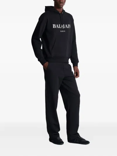 Balmain Logo-print Hoodie In Black