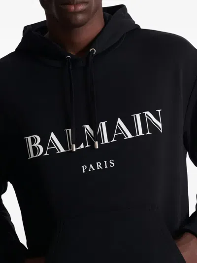 Balmain Logo-print Hoodie In Black