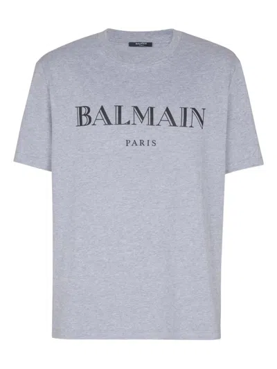 Balmain Vintage Logo Graphic Tee In Gray