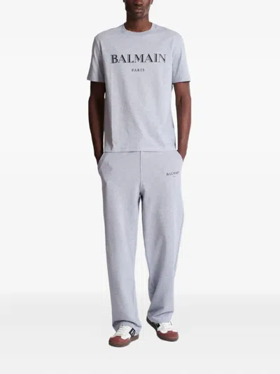Balmain Vintage Logo Graphic Tee In Gray