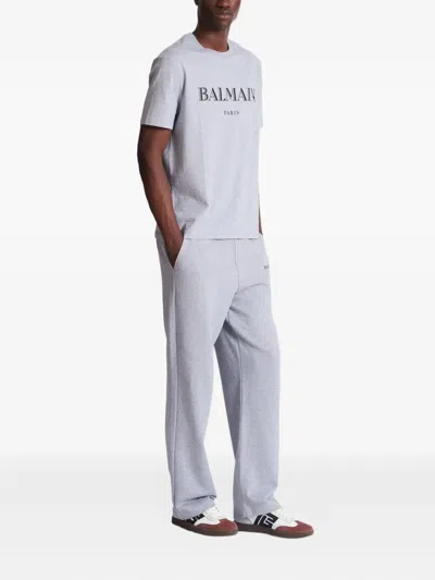 Balmain Vintage Logo Graphic Tee In Gray