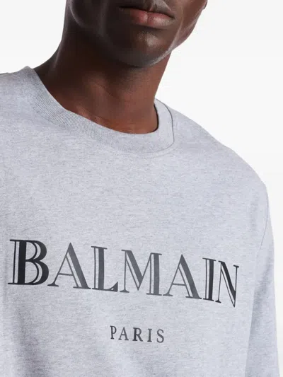 Balmain Vintage Logo Graphic Tee In Gray