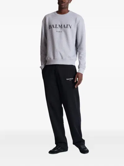 Balmain Logo-print Sweatshirt In Gray