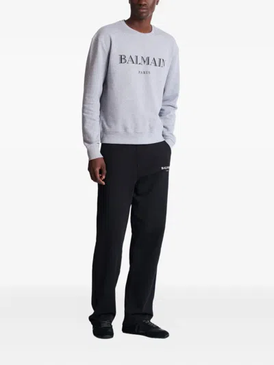 Balmain Logo-print Sweatshirt In Gray