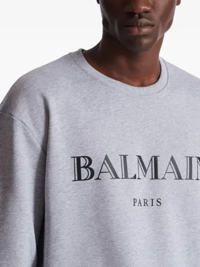 Balmain Logo-print Sweatshirt In Gray