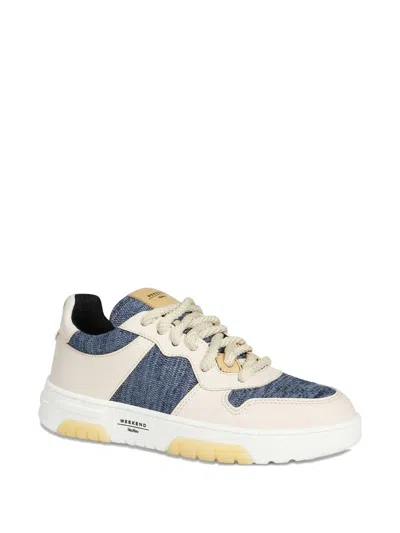Weekend Max Mara Denim-panelled Low-top Sneakers In Neutral