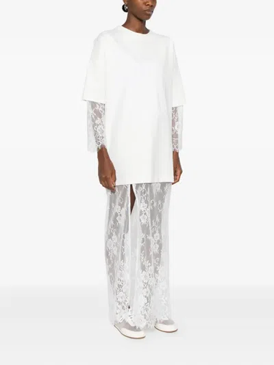 蕾丝拼接T恤式超长连衣裙