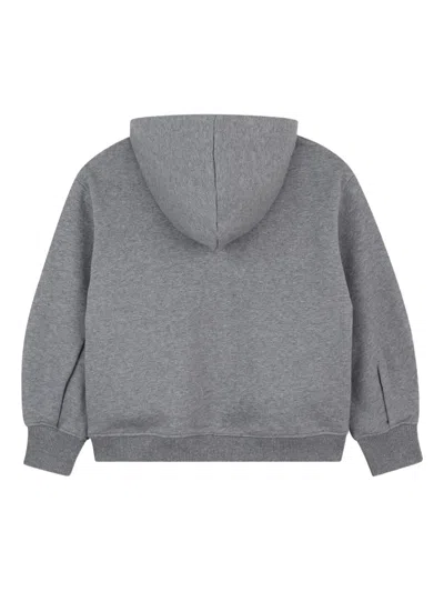 Chloé Kids Brushed Fleece Logo Hoodie In Gray