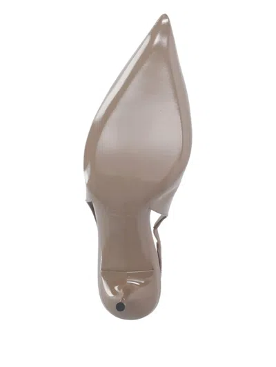 Paris Texas Pointed Arrow Toe Slingback In Glossy Patent Finish In Brown