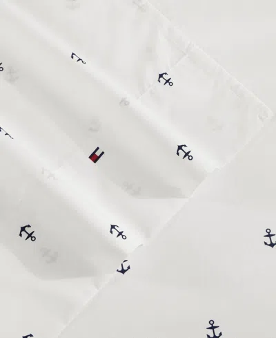 Tommy Hilfiger Printed 200-thread Count Cotton Percale 4-pc. Sheet Set, Queen In White