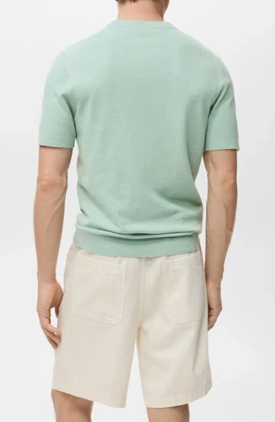 Mango Fine Knit Short Sleeve Sweater In Blue