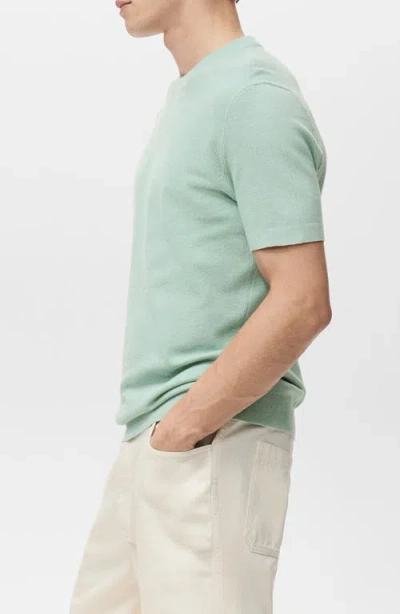 Mango Fine Knit Short Sleeve Sweater In Blue