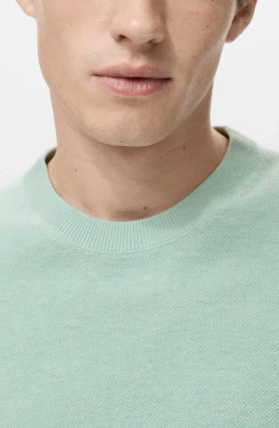 Mango Fine Knit Short Sleeve Sweater In Blue