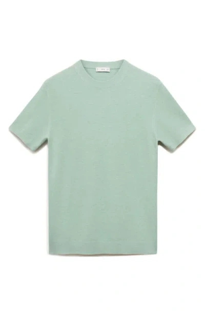 Mango Fine Knit Short Sleeve Sweater In Blue