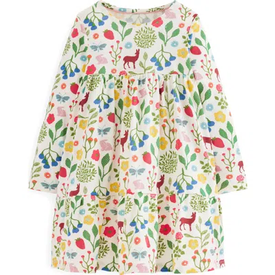 Mini Boden Kids' Woodland Print Long Sleeve Cotton Jersey Dress In Multi