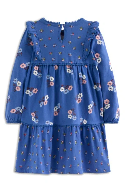 Mini Boden Kids' Hotchpotch Floral Long Sleeve Cotton Jersey Dress In Blue