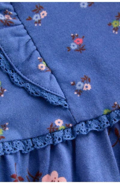 Mini Boden Kids' Hotchpotch Floral Long Sleeve Cotton Jersey Dress In Blue
