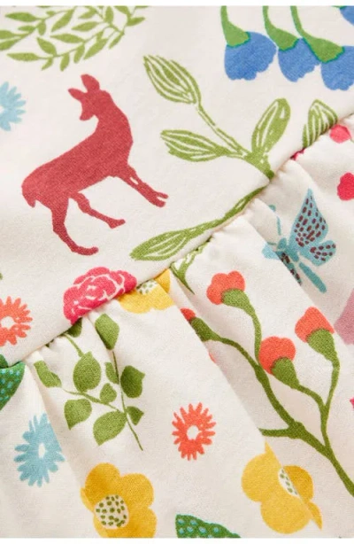 Mini Boden Kids' Woodland Print Long Sleeve Cotton Jersey Dress In Multi