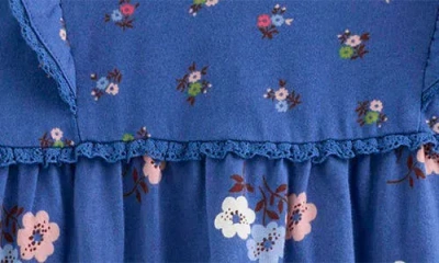Mini Boden Kids' Hotchpotch Floral Long Sleeve Cotton Jersey Dress In Blue