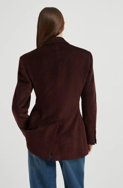 Brunello Cucinelli Bordeaux Velvet Double-breasted Jacket In Burgundy