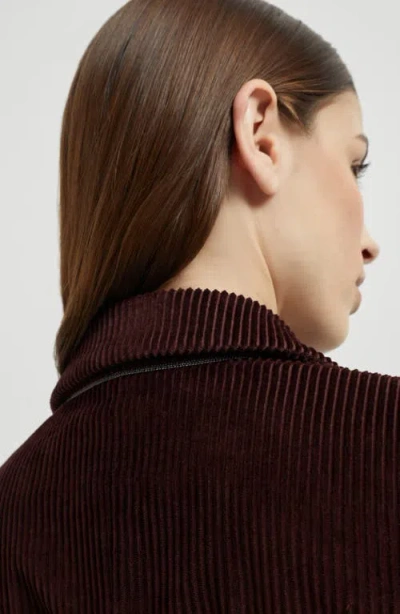 Brunello Cucinelli Bordeaux Velvet Double-breasted Jacket In Burgundy