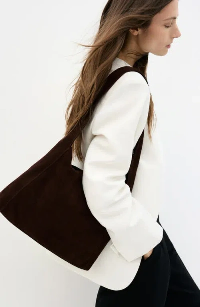 Mango Suede Shoulder Bag In Brown