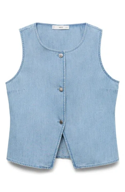 Mango Women's Buttoned Denim Gilet In Blue