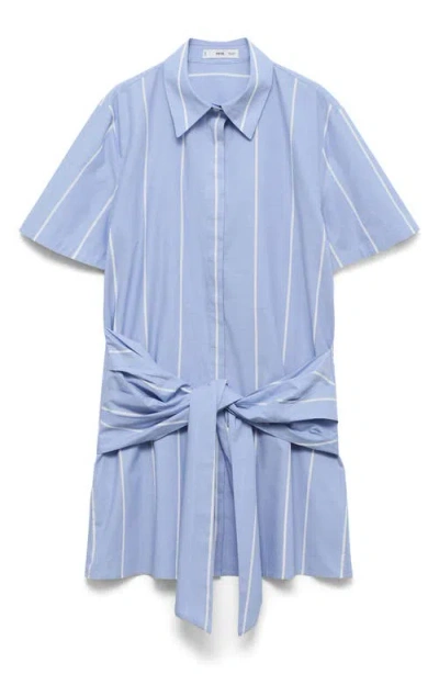 Mango Women's Striped Knot Shirt Dress In Blue