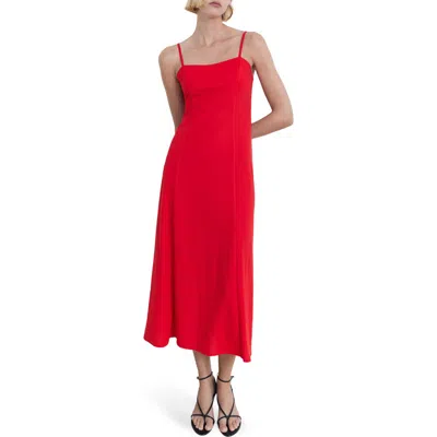 Mango Midi Dress With Bow At Back Red In Red