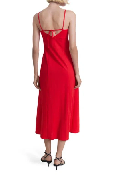 Mango Midi Dress With Bow At Back Red In Red